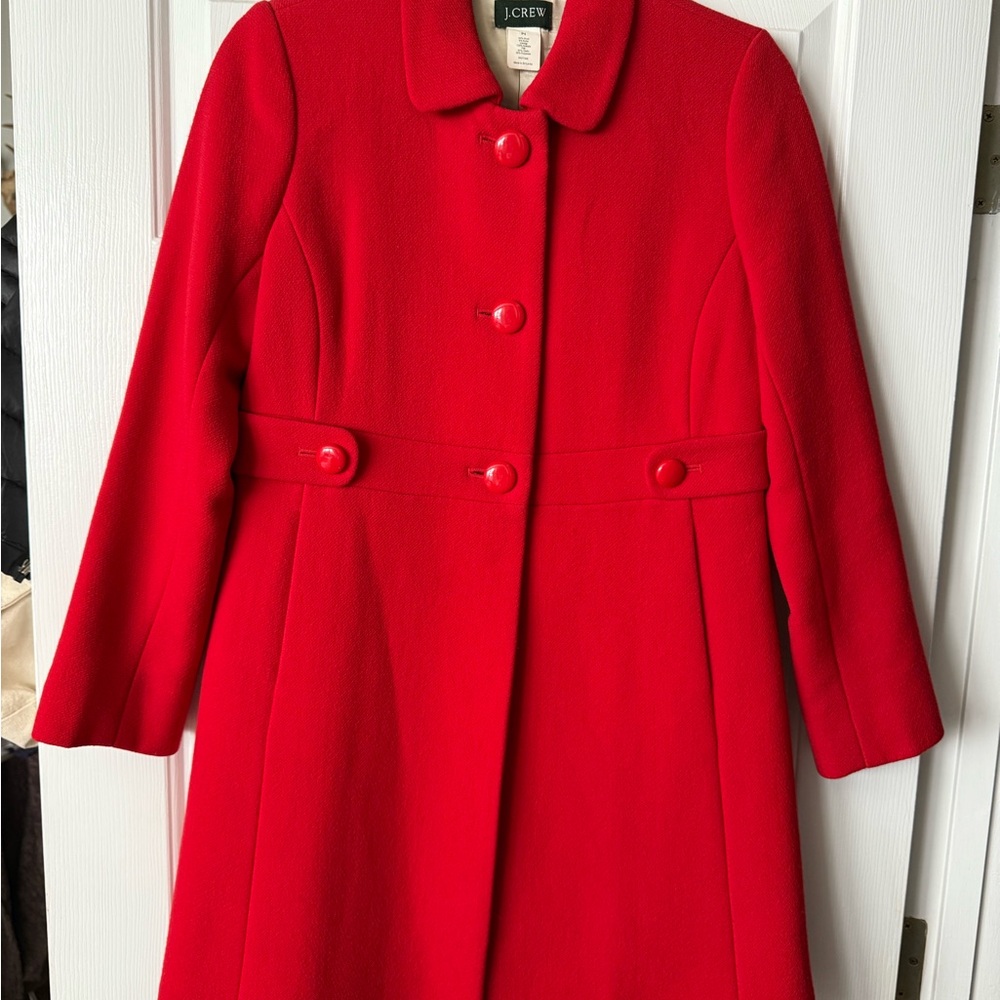 super chic J. Crew Vibrant Red Women's Wool Blend Coat with Thinsulate - size P4